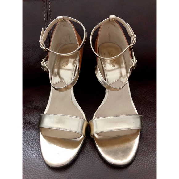 MICHAEL Michael Kors Strappy Gold & Tan Tall Wedge - Picture 2 of 8